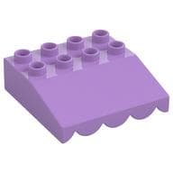 Duplo Roofpiece Slope 33 4 x 4 with Awning Overhang with 5 Bottom Tubes em Lavanda médio