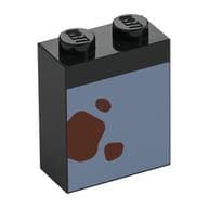 Brick 1 x 2 x 2 with Sand Blue Square, Dark Brown Stains Print