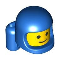 Minifig Head Special, Baby with Helmet and Airtanks, Yellow Head Pattern, Classic Face Print em Azul