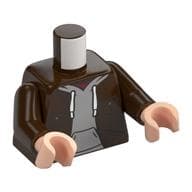 Torso, Jacket, Light Bluish Grey Hoody, White Laces Print, Dark Brown Arms, Light Nougat Hands