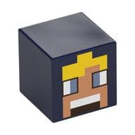 Minifig Head Special, Cube with Pixelated Nougat Face, Yellow Hair, Large Blue Eyes Print