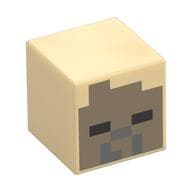 Minifig Head Special, Cube with Pixelated Dark Tan Face Print (Husk)