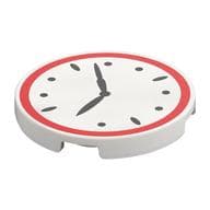 Tile Round 3 x 3 with Clock, Red Border Print
