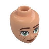 Minidoll Head, Medium Nougat Eyebrows, Right Raised, Freckles, Nougat Lips, Lobsided Grin