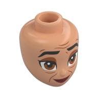 Minidoll Head, Thick Black Eyebrows, Wrinkles, Tired, Brown Eyes, Dark Red Closed Lips