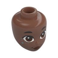 Minidoll Head, Black Eyebrows, Reddish Brown Eyes, Dark Red Lips, Bright Pink Dots, Medium Azure Stars.