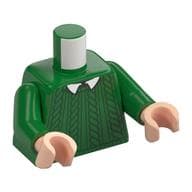 Torso, Knitted Sweater, White Collar Print, Green Arms, Light Nougat Hands