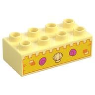 Duplo Brick 2 x 4 with Sandcastle, Eyes Print
