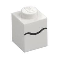 Brick 1 x 1 with Black Scribble Line Print