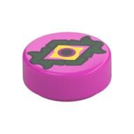 Tile Round 1 x 1 with Yellow Eye, Dark Purple Pupil, Dark Green Eyelid Print