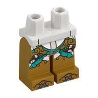 Hips and Pearl Gold Legs with White Robes, Dark Turquoise Trim, Gold Decorations, Toes Print