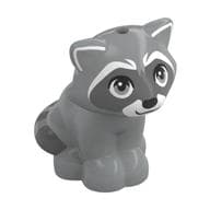 Animal, Raccoon Sitting with Dark Bluish Grey Face, White Nose Print