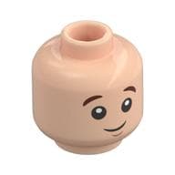 Minifig Head Seamus Finnigan, Reddish Brown Eyebrows, Chin Dimple, Smile/Surprised, Black Ash Streaks