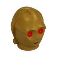 Minifig Head Special, Protocol Droid (C-3PO) with Red Eyes Print