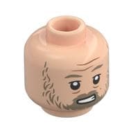 Minifig Head Beach Luke, Dark Tan Eyebrows, Scruffy Bears, Snarl/Glasses with Trans-Orange Visor, Smile