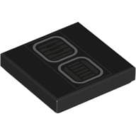 Tile 2 x 2 with 2 Dark Bluish Grey Grilles, Light Bluish Grey Border Print