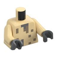 Torso, Pixelated Dark Bluish grey/Dark Tan Spots Print, Tan Arms, Dark Bluish Gray Hands