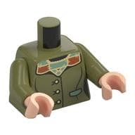 Torso Jacket, Buttons, Sand Green/Dark Orange Stitched Collar Print, Olive Green Arms, Light Nougat Hands