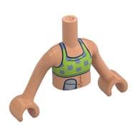 Minidoll Torso Girl with Lime Top, Silver Cats, Scar, Colostomy Bag Print, Nougat Arms and Hands