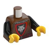 Torso, Silver Wolf on Black Shiels, Red Border Print (Wolfpack), Black Arms, Yellow Hands