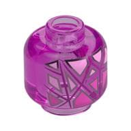 Minifig Head Cube Assassin, Silver/Bright Pink Crystal Shards, Dark Pink Lines