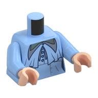 Torso, Blouse, Long Collar, Buttons, Sand Blue Lapels Print, Bright Light Blue Arms, Light Nougat Hands