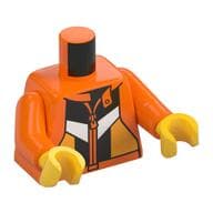 Torso, Hoody, Zipper, Black/White Bright Light Orange Shapes Print, Orange Arms, Yellow Hands