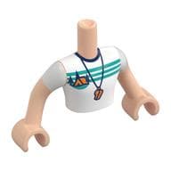 Minidoll Torso Man with Whistle, Orange Tent, Dark Blue Trees, Dark Turquoise Sky, Ground Print, Light Nougat Arms and Hands