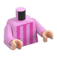 Torso, Dark Pink Stripes Print, Bright Pink Arms, Light Nougat Hands