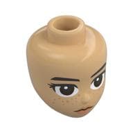 Minidoll Head, Straight Black Eyebrows, Freckles, Reddish Brown Eyes, Light Lips
