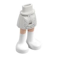 Minidoll Hips and Short Skirt with Silver/Metal Blue Dots, Silver Fur, Light Nougat Legs, White Boots Print