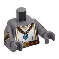 Torso, White Tabard, Gold Trim, Reddish Brown Necklace, Azure Pendants, Belt, Flask On Back Print, Flat Silver Arms and Hands