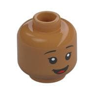 Minifig Head Lilo, Thin Black Eyebrows, Open Mouth Smile/Tongue Sticking Out
