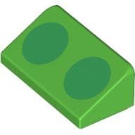 Brick Sloped 30° 1 x 2 x 2/3 with 2 Green Circles Print