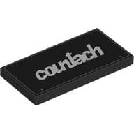 Tile 2 x 4 with White 'countach' Print