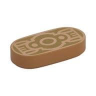 Tile Round 1 x 2 with Gold Belt Buckle Print