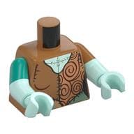 Torso, Odd Dual Molded Arms, Medium Nougat/Nougat/Sand Green Random Stitched Clothes, Light Aqua Chest Print, Left Medium Nougat Sleeve, Right Dark Turquoise Sleeve Pattern, Light Aqua Arms and Hands
