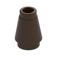 Cone 1 x 1 [Top Groove] em Marrom escuro
