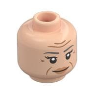 Minifig Head Sleeping Witch, Nougat Eyebrows, Wrinkles, Peach Lips, Open Eyes, Smile/Closed Eyes