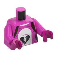 Torso, Magenta Fur, White Belly, Broken Black Heart Print, Dark Pink Arms, Magenta Hands