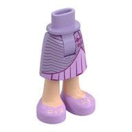 Minidoll Hips and Mid-Length Skirt with Light Nougat Ankles, Lavender Dress, Dark Purple Trim, Lavender Shoes Print