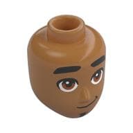 Minidoll Head Male, Black Thick Eyebrows, Brown Eyes, Smirk