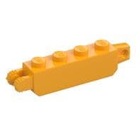 Hinge Brick 1 x 4 Locking with 1 Finger Vertical End and 2 Fingers Vertical End, 7 Teeth em Laranja vivo claro