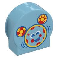 Duplo Brick 1 x 3 x 2 Round Top, Cut Away Sides with Mickey Mouse Outline, Yellow/Red Decorations Print