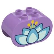 Duplo Brick 2 x 4 x 2 Rounded Ends with Lotus Flower Print