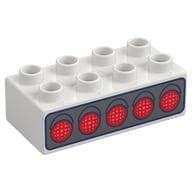 Duplo Brick 2 x 4 with 5 Red Lights, 5 Green Lights on Back Print