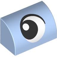 Brick Curved 1 x 2 x 1 No Studs with Eye, Looking Left Print em Azul vivo claro
