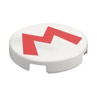 Tile Round 2 x 2 with Red 'M' Print em Branco
