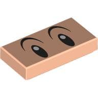 Tile 1 x 2 with Black Eyes, Eyebrows, White Pupils Print