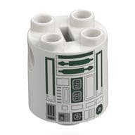 Brick Round 2 x 2 x 2 Robot Body with Dark Green Astromech Droid Print (R4-P44)